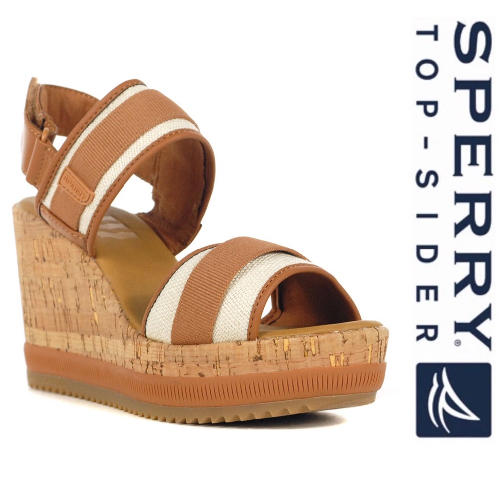 Sperry | Tan and Cream Kennedy Wedge Sandals | Size 10